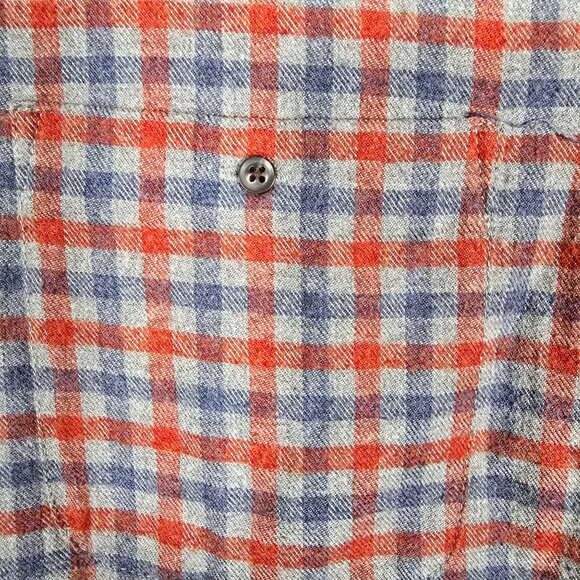 Johnnie o Hangin Out Button-Down Flannel Shirt Medium Long Sleeve Gray Red Plaid - Picture 9 of 9